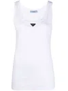 Prada Ribbed Knit Jersey Tank Top In White