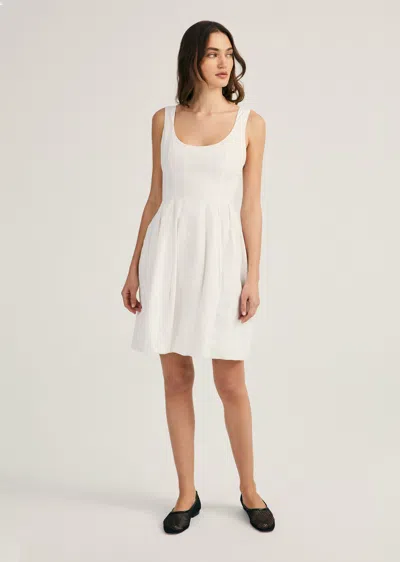 Derek Lam Jade Sleeveless Bubble Hem Dress In White