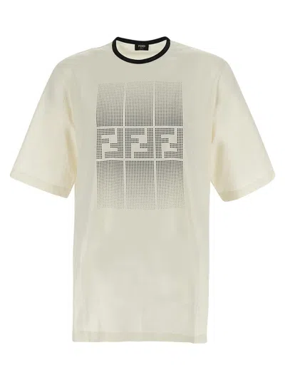 Fendi Gradient Ff Logo T-shirt In White/black