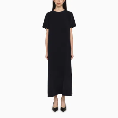 The Row Short-sleeve Maxi Silk Dress In Black