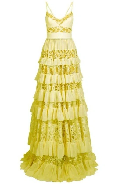 Pre-owned Elie Saab Yellow Lace Dress