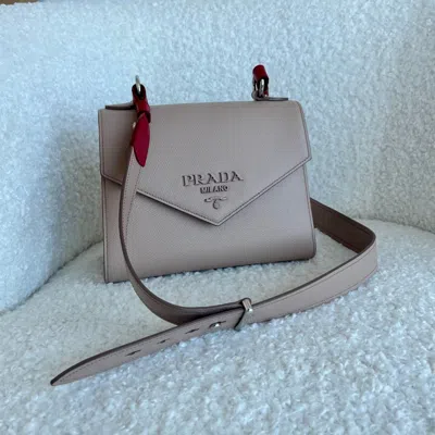 Pre-owned Prada Sand Beige  Monochrome Saffiano Crossbody Bag