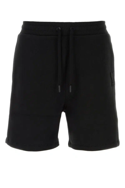 Ami Alexandre Mattiussi Ami Unisex Black Cotton Blend Bermuda Shorts