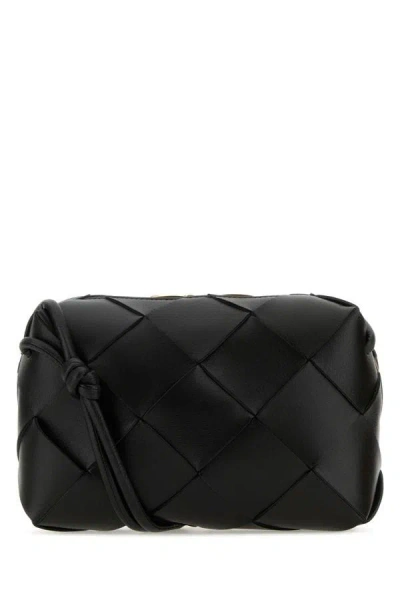 Bottega Veneta Woman Black Nappa Leather Mini Cassette Crossbody Bag