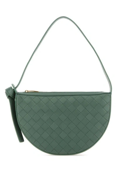 Bottega Veneta Woman Sage Green Leather Mini Sunrise Shoulder Bag