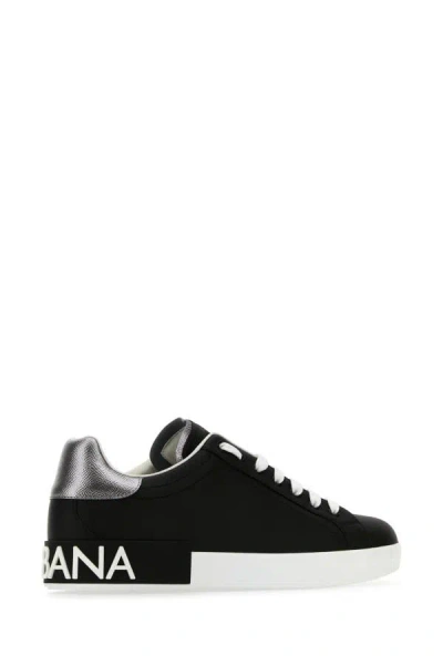Dolce & Gabbana Black Nappa Leather Portofino Sneakers