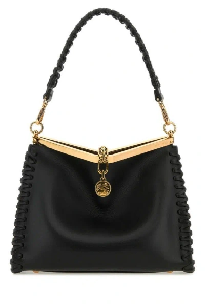 Etro Black Leather Vela Handbag