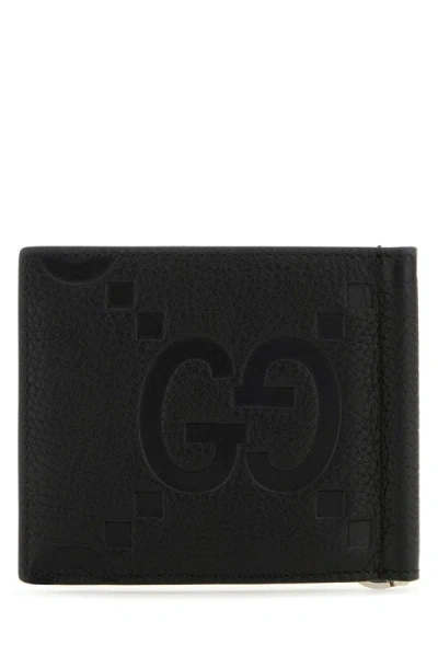 Gucci Man Black Jumbo Gg Leather Wallet