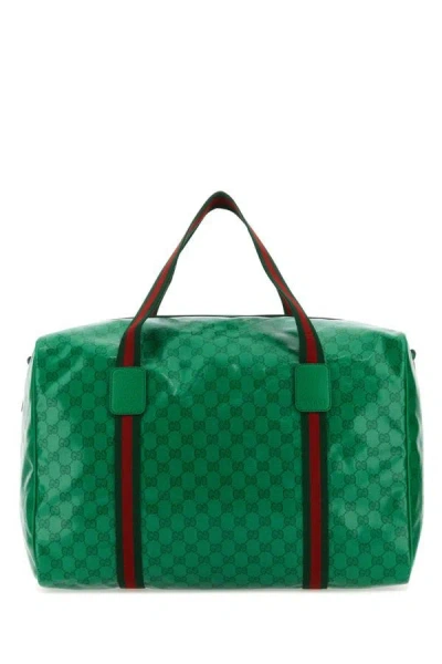 Gucci Man Green Gg Crystal Fabric Travel Bag