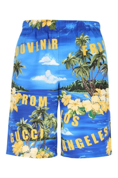 Gucci Man Printed Polyester Swimming Shorts In Multicolor