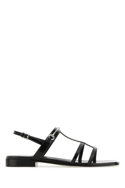 Gucci Woman Black Leather Sandals