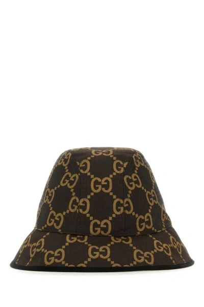 Gucci Woman Embroidered Fabric Bucket Hat In Brown