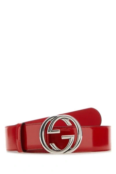 Gucci Woman Red Leather  Blondie Belt