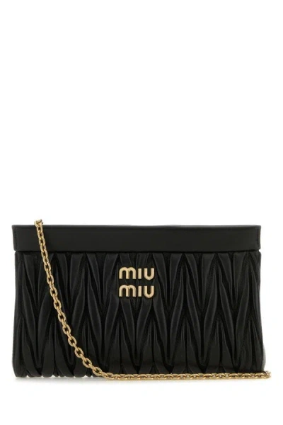 Miu Miu Woman Black Leather Crossbody Bag