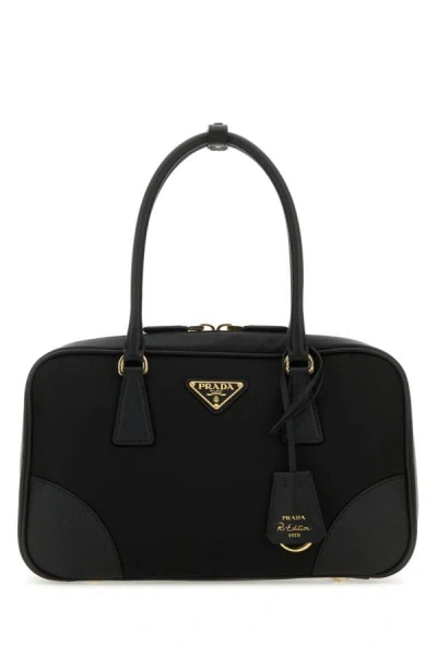 Prada Woman Black Canvas Medium Re-edition 1978 Handbag