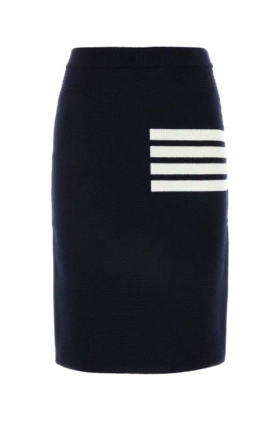 Thom Browne Woman Navy Blue Wool Blend Skirt