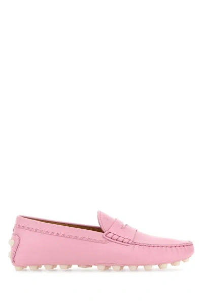 Tod's Pink Leather Gommino Bubble Loafers