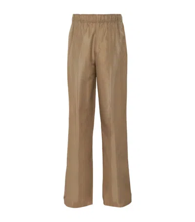 Prada Silk Pants In F0393 Oliva