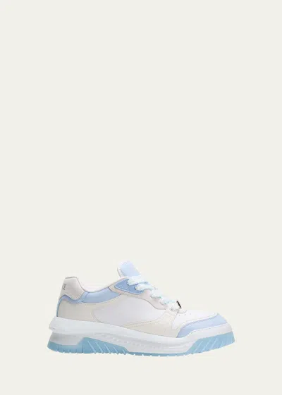 Versace Odissea Leather Sneakers In White/light Blue