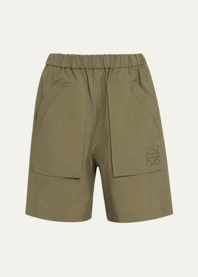 Loewe Long Shorts With Large Pockets In Khaki Gree