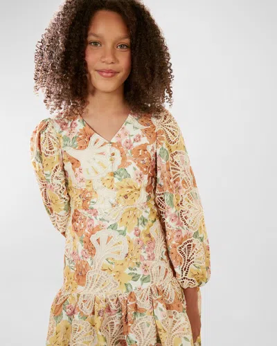 Bardot Junior Kids' Girl's Perdita Broderie Floral-print Dress In Vintage Floral