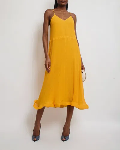 Jw Anderson Crepe V-neck Midi Simple Strap Dress In Yellow