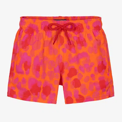 Vilebrequin Kids' Abstract-print Swim Shorts In Orange
