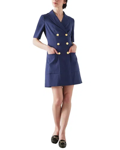 Lk Bennett Womens Blu-navy Kennedy Double-breasted Woven Mini Dress