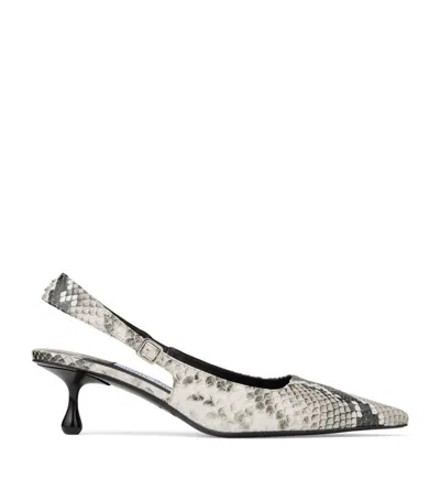 Jimmy Choo 50mm Amel Snake-print Leather Pumps In White