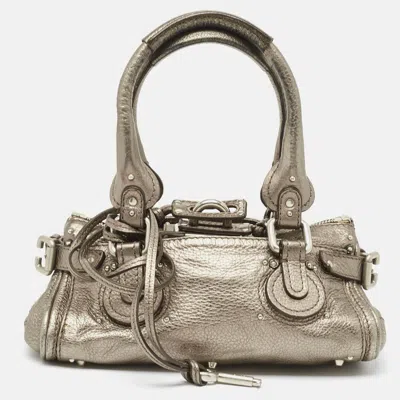 Chloé Leather Mini Paddington Satchel In Silver
