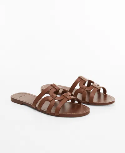 Mango Leather Straps Sandals Leather In Medium Brown