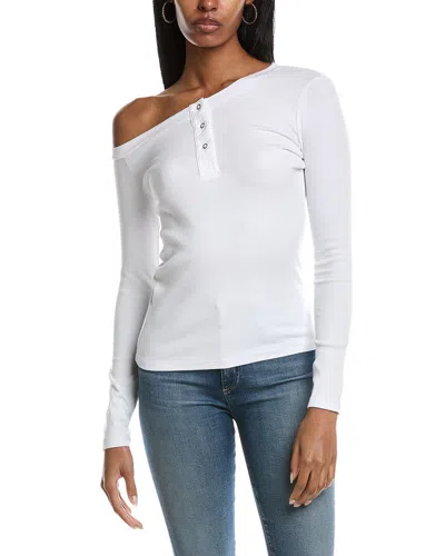 Stateside 2x1 Rib Long Sleeve Off-shoulder Top In White