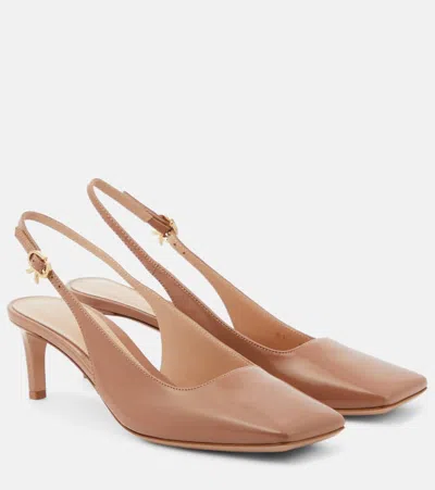Gianvito Rossi Patent Leather Slingback Pumps In Brown
