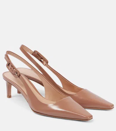 Gianvito Rossi Lindsay 55 Patent Leather Slingback Pumps In Brown
