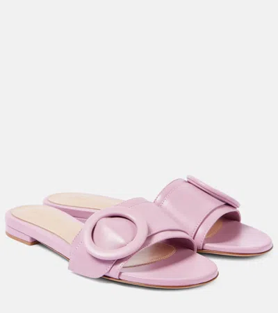 Gianvito Rossi Leather Slides In Beige