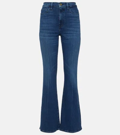 Frame Le Easy Flare High-rise Flared Jeans In Blue