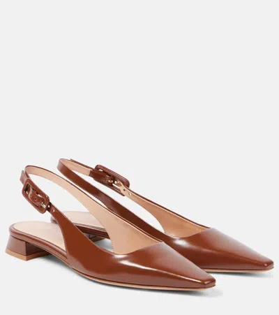 Gianvito Rossi Patent Leather Slingback Flats In Brown