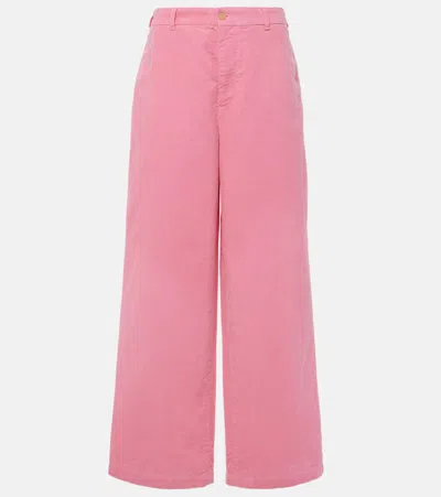 Acne Studios Face Cotton Corduroy Wide-leg Pants In Pink