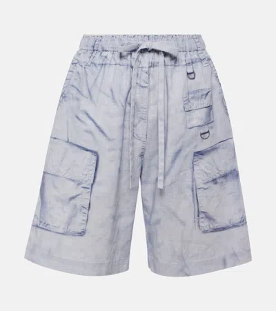 Acne Studios Trompe L'ail Linen And Cotton Bermuda Shorts In Blue
