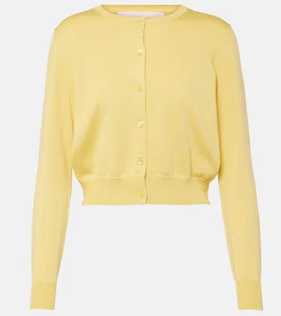 Carolina Herrera Silk And Cotton Cardigan In Yellow