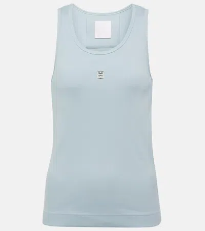 Givenchy 4g Ribbed-knit Cotton-blend Tank Top In Blue