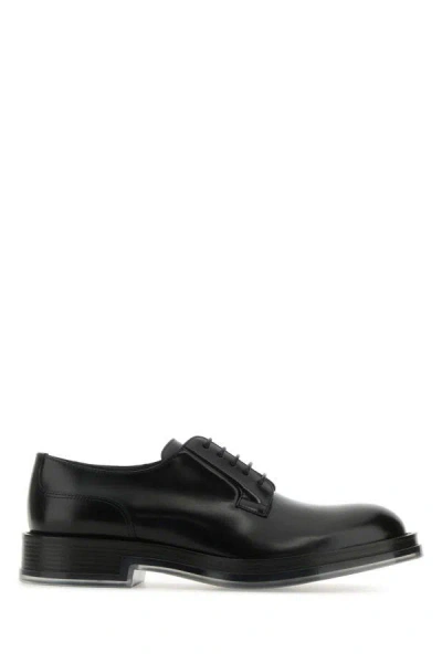 Alexander Mcqueen Man Black Leather Float Lace-up Shoes