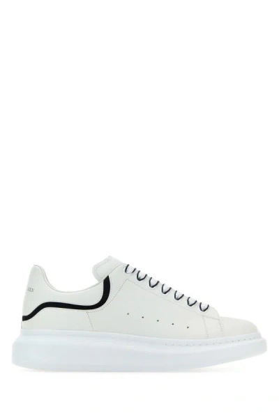 Alexander Mcqueen Man White Leather Sneakers With White Leather Heel