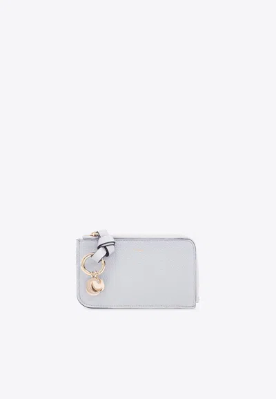 Chloé Alphabet Charm Leather Wallet In Blue