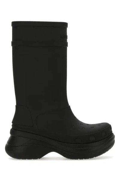 Balenciaga Man Black Rubber Crocs Boots