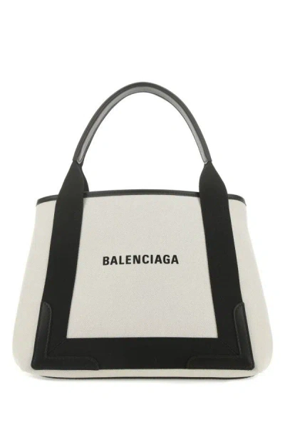 Balenciaga Off-white Navy Xs Cabas Bag In Multicolor