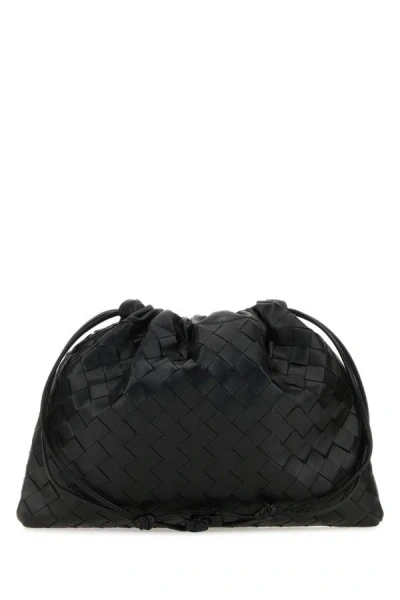 Bottega Veneta Woman Black Leather Medium Clutch