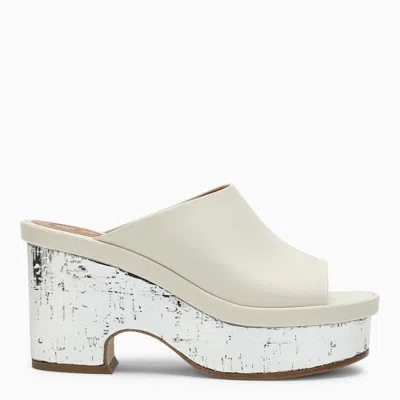Chloé White Silver High Wedge Sandals For Women