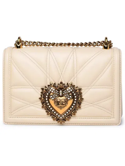 Dolce & Gabbana Cream Leather Crossbody Bag In Neutrals