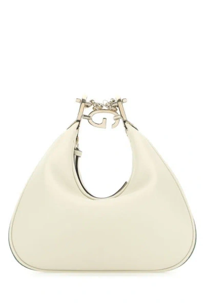 Gucci Woman Ivory Leather Small  Attache Shoulder Bag In White